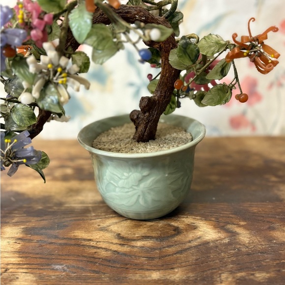 Vintage Jade Floral Bonsai Tree in Green Pot - Picture 6 of 12